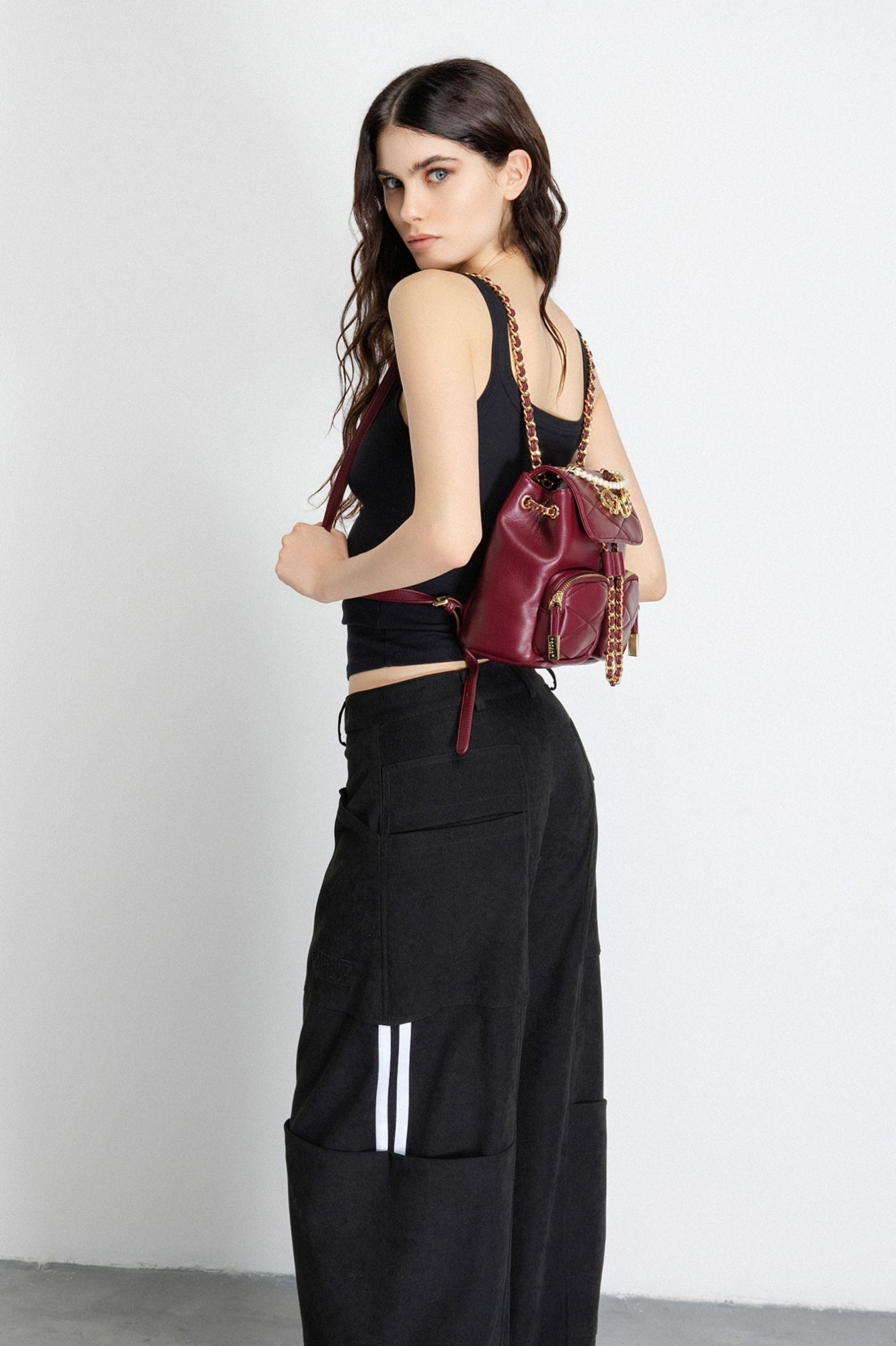 Gaëlle - mini back pack matelassè con perle e charms gaelle