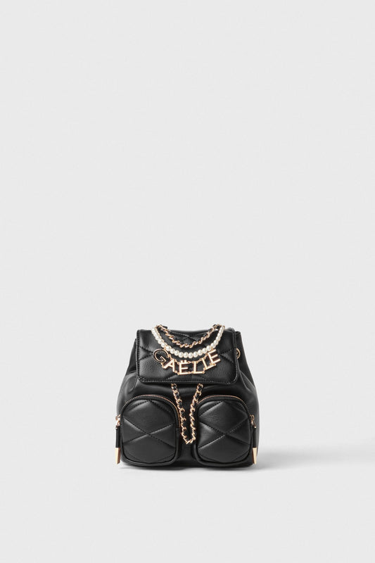 Gaëlle - mini back pack matelassè con perle e charms gaelle