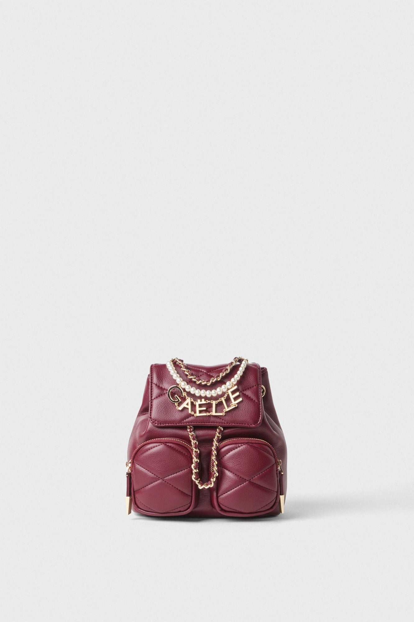 Gaëlle - mini back pack matelassè con perle e charms gaelle
