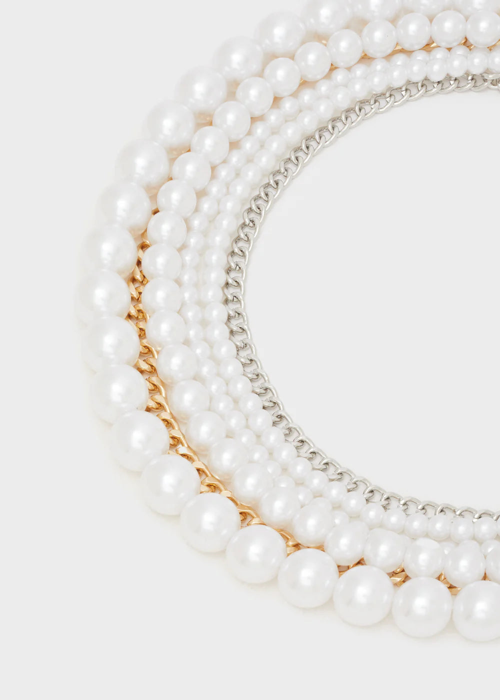 Nalì - Collana multifilo con perle e catene oro/argento