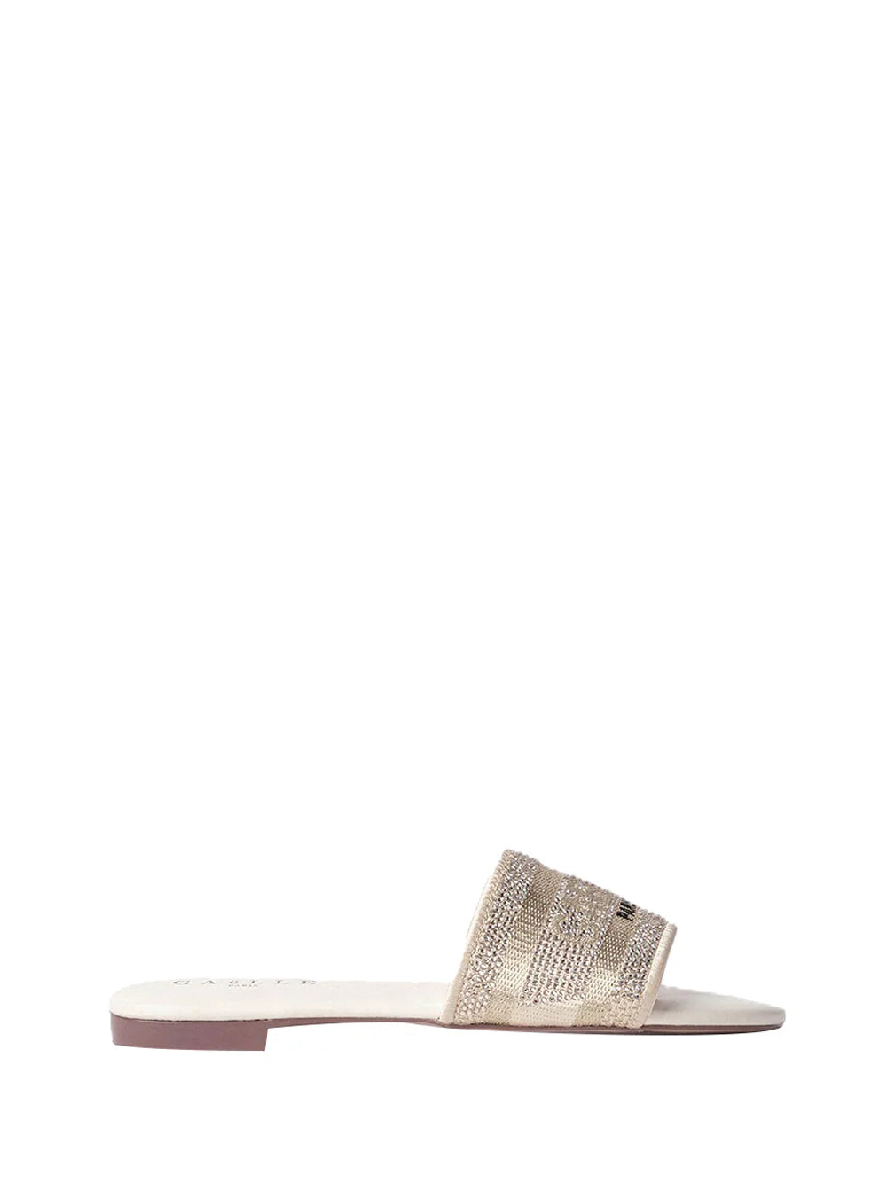 Gaelle- Sandalo flat in satin con strass