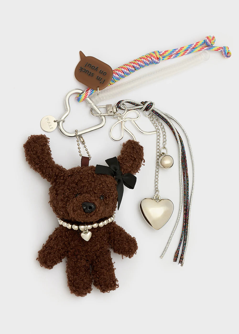 Nali portachiavi charm teddy e cuori