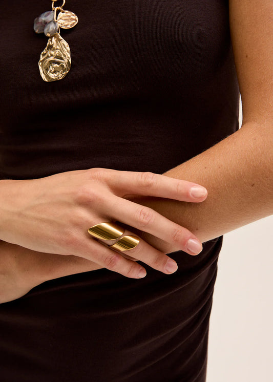 Nalì- anello a fascia doppio oro