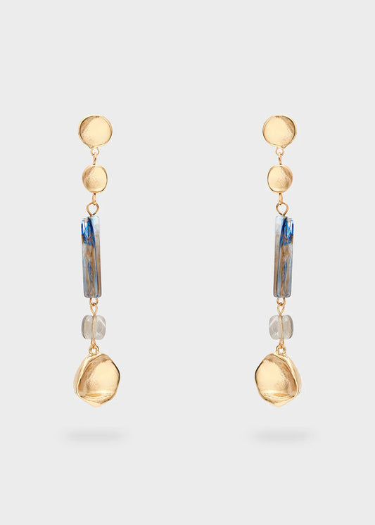 Nalì- orecchini lunghi pendente grigio/oro