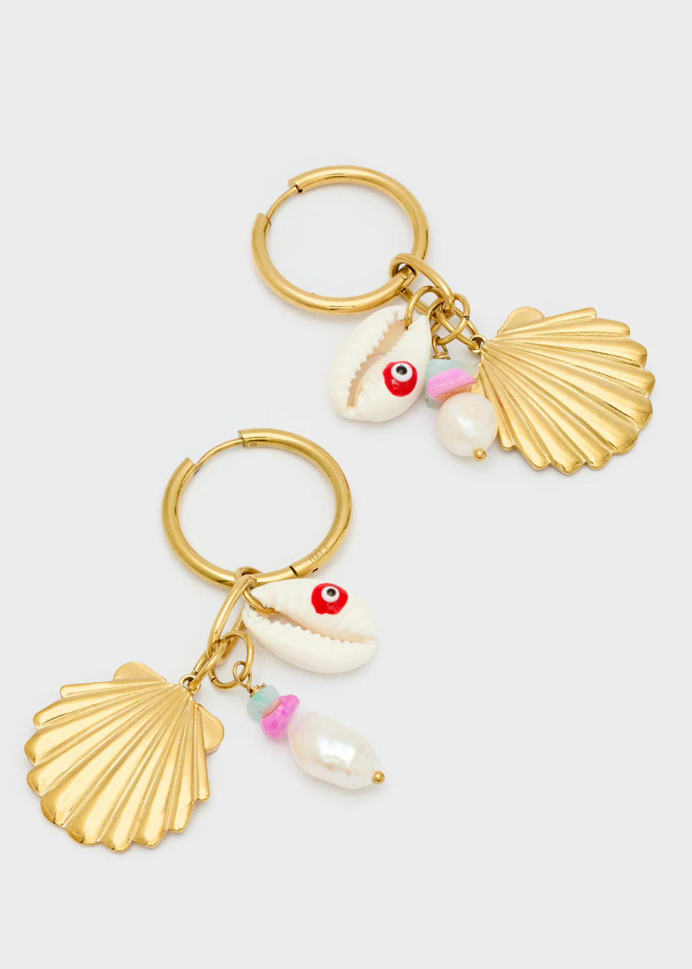 Nalí - Orecchini cerchio conchiglia + perla ora