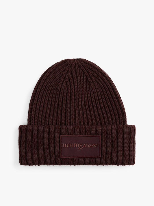 Tommy hilfiger - cappello berretto a coste con patch logo tono su tono