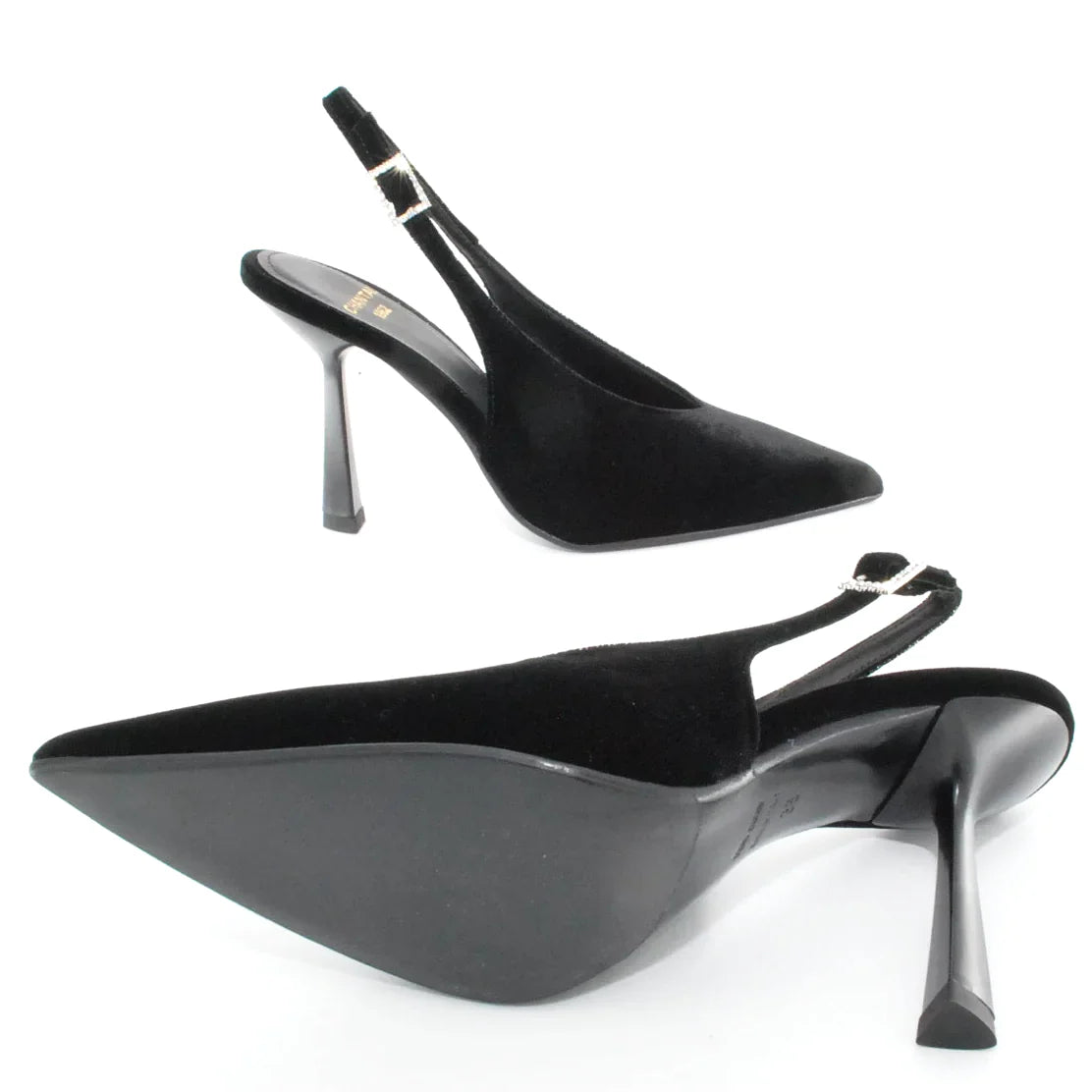 Chantal - Slingback velluto nero