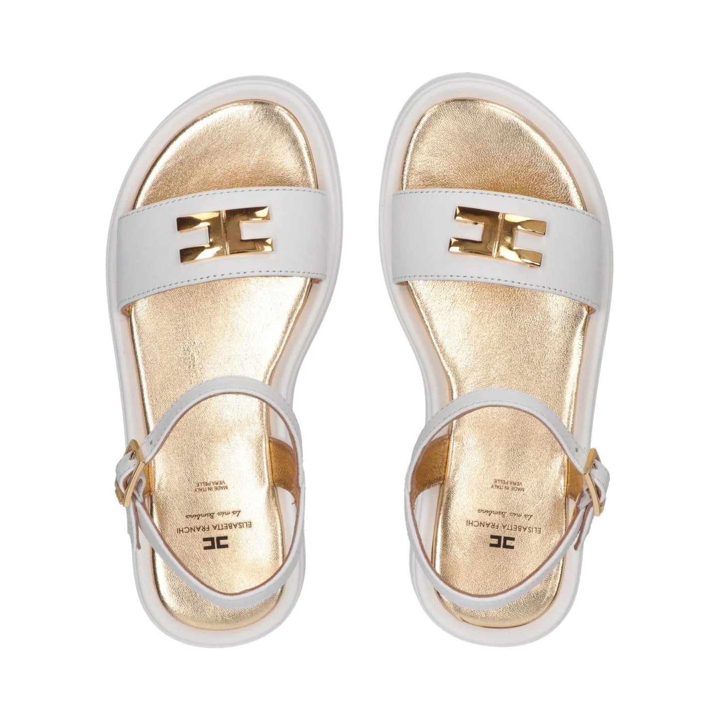 ELISABETTA FRANCHI - SANDALI PLATFORM LOGO IN METALLO DORATO