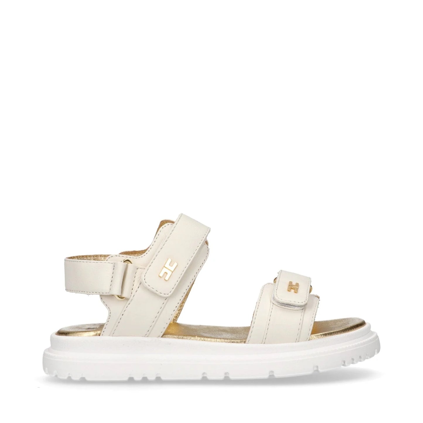 Elisabetta Franchi - Sandali in pelle con strappi e dettagli dorati