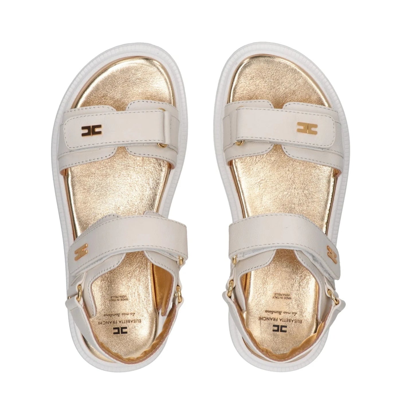 Elisabetta Franchi - Sandali in pelle con strappi e dettagli dorati
