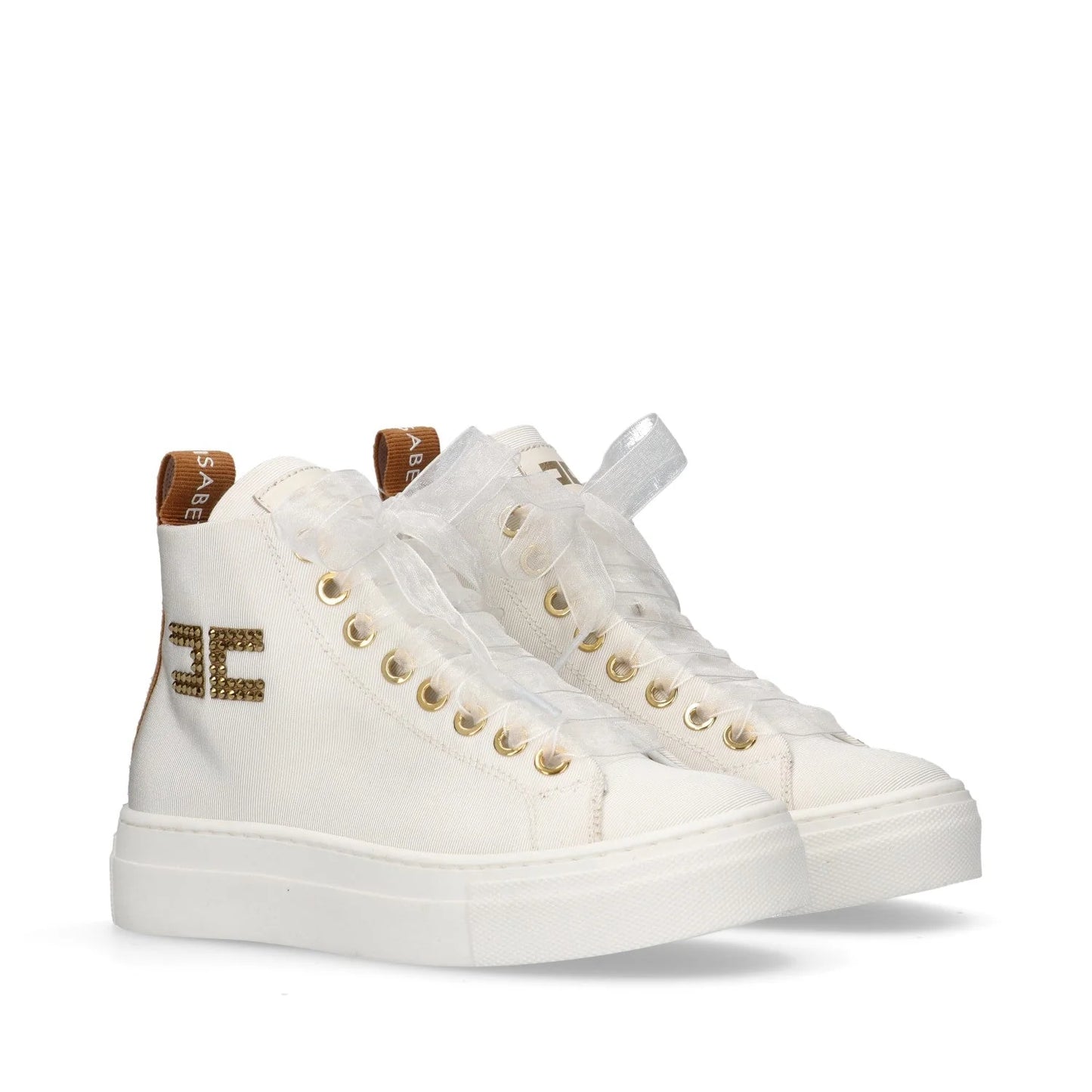 Elisabetta Franchi - Sneakers platform hight top logo strass