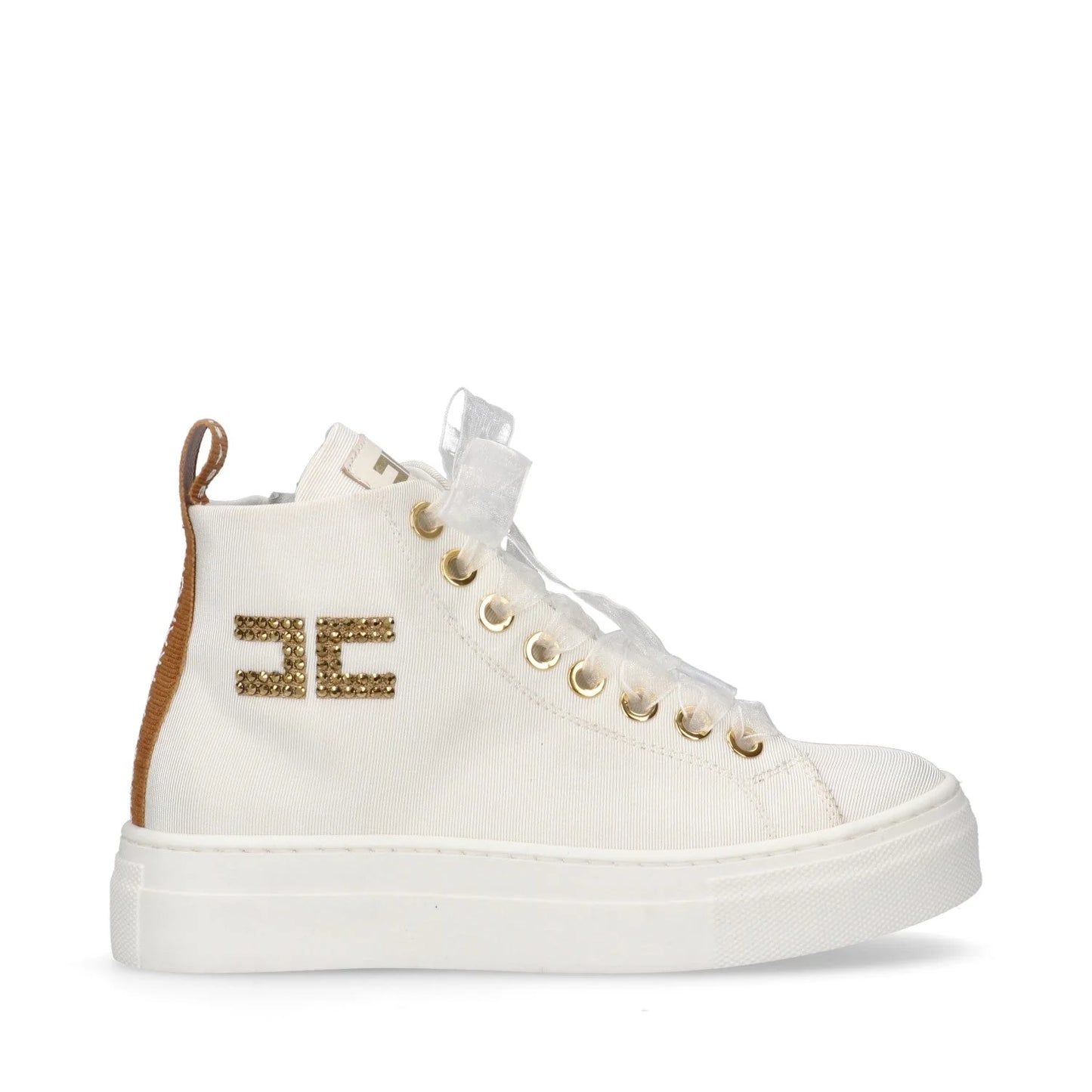 Elisabetta Franchi - Sneakers platform hight top logo strass