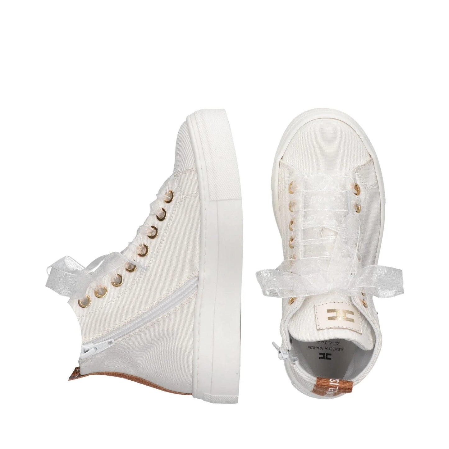 Elisabetta Franchi - Sneakers platform hight top logo strass