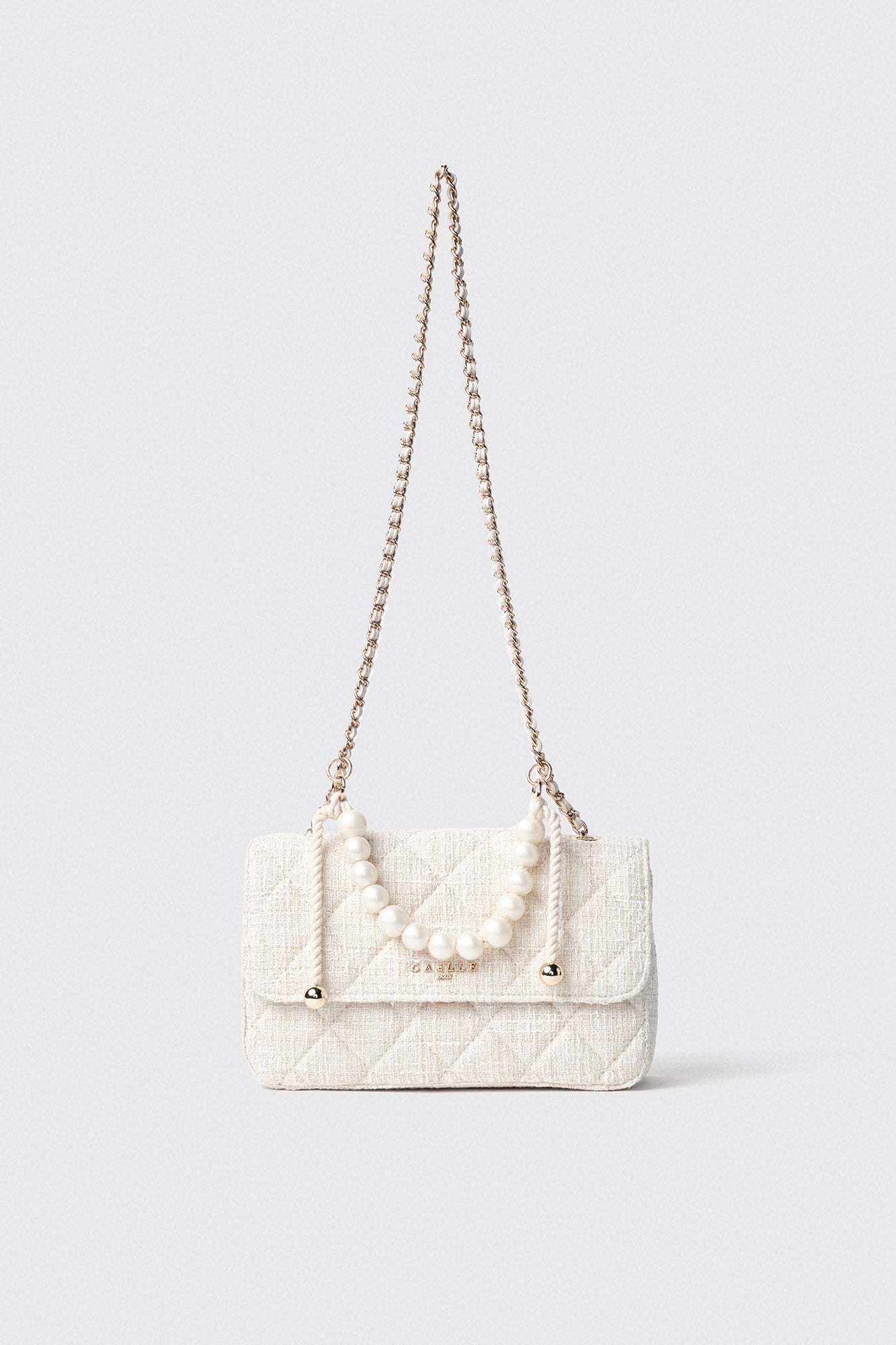 GAËLLE - REG SHOULDER STRAP WITH METAL LOGO AND PEARL COLLAR