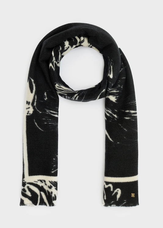 Nalì- sciarpa ampia fantasia foglie