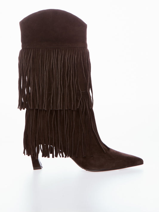 Ovyè stivale in camoscio con frange