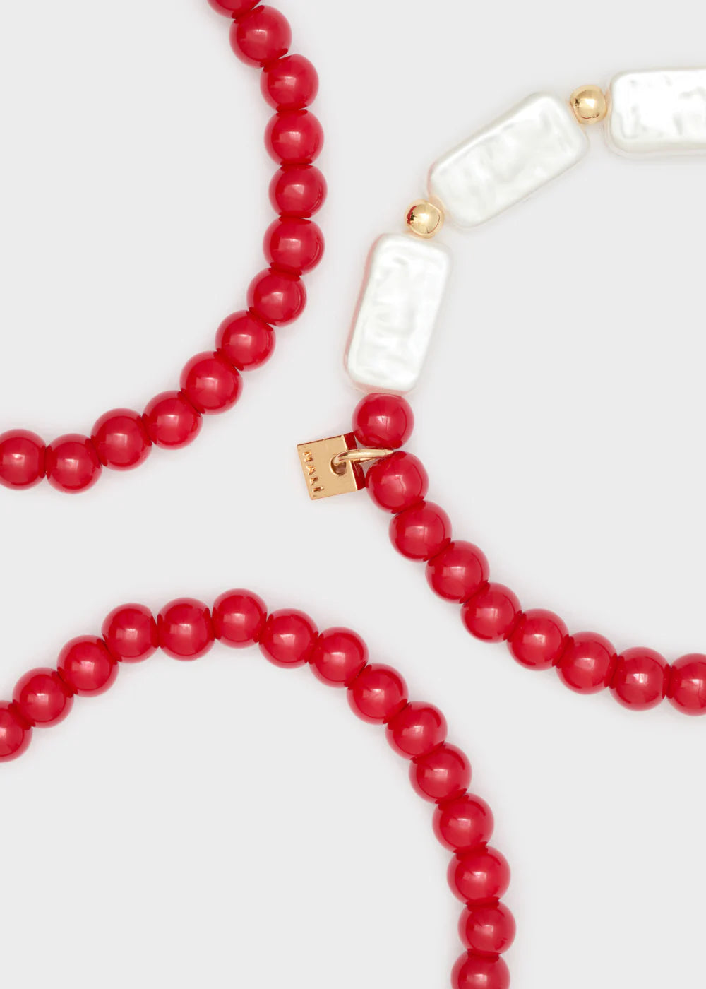 Nalí - Set Bracciali perline rosse e bianco