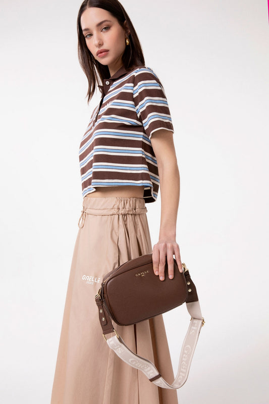 Gaelle- regular camera bag con tracolla jacquard