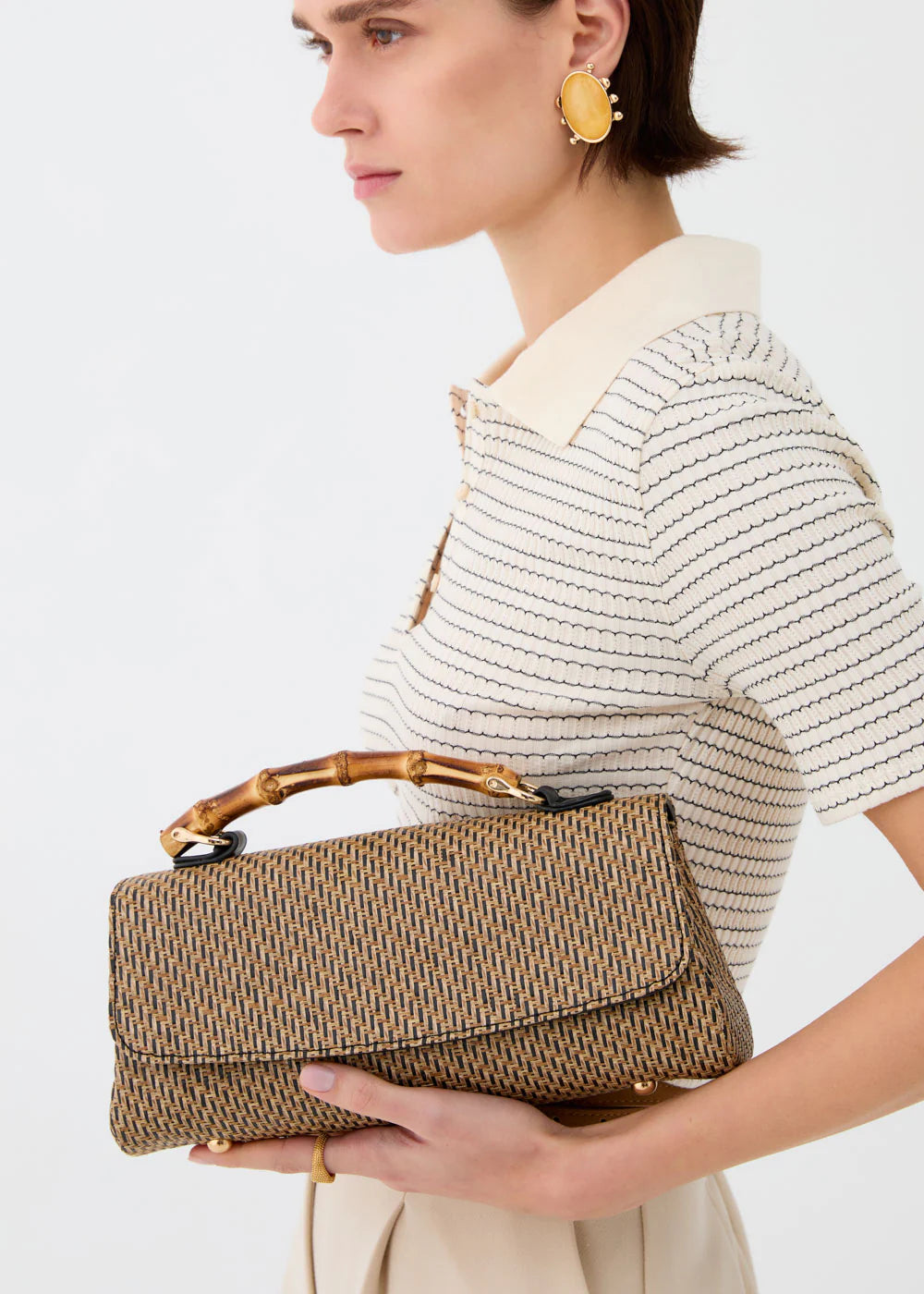 Nali - borsa palma in paglia manico bamboo