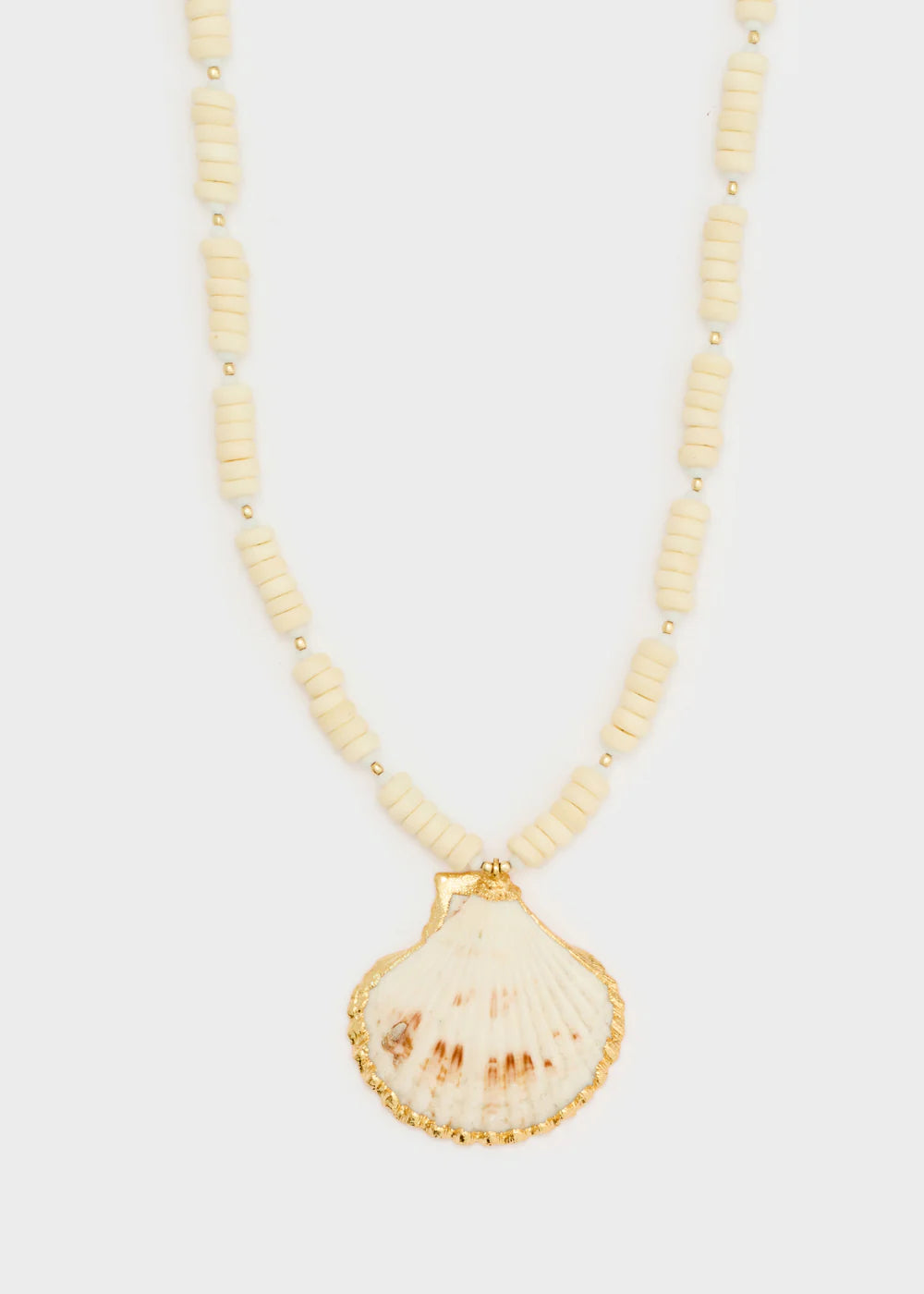 NALÍ - COLLANA PERLINE + CIONDOLO CONCHIGLIA BIANCO