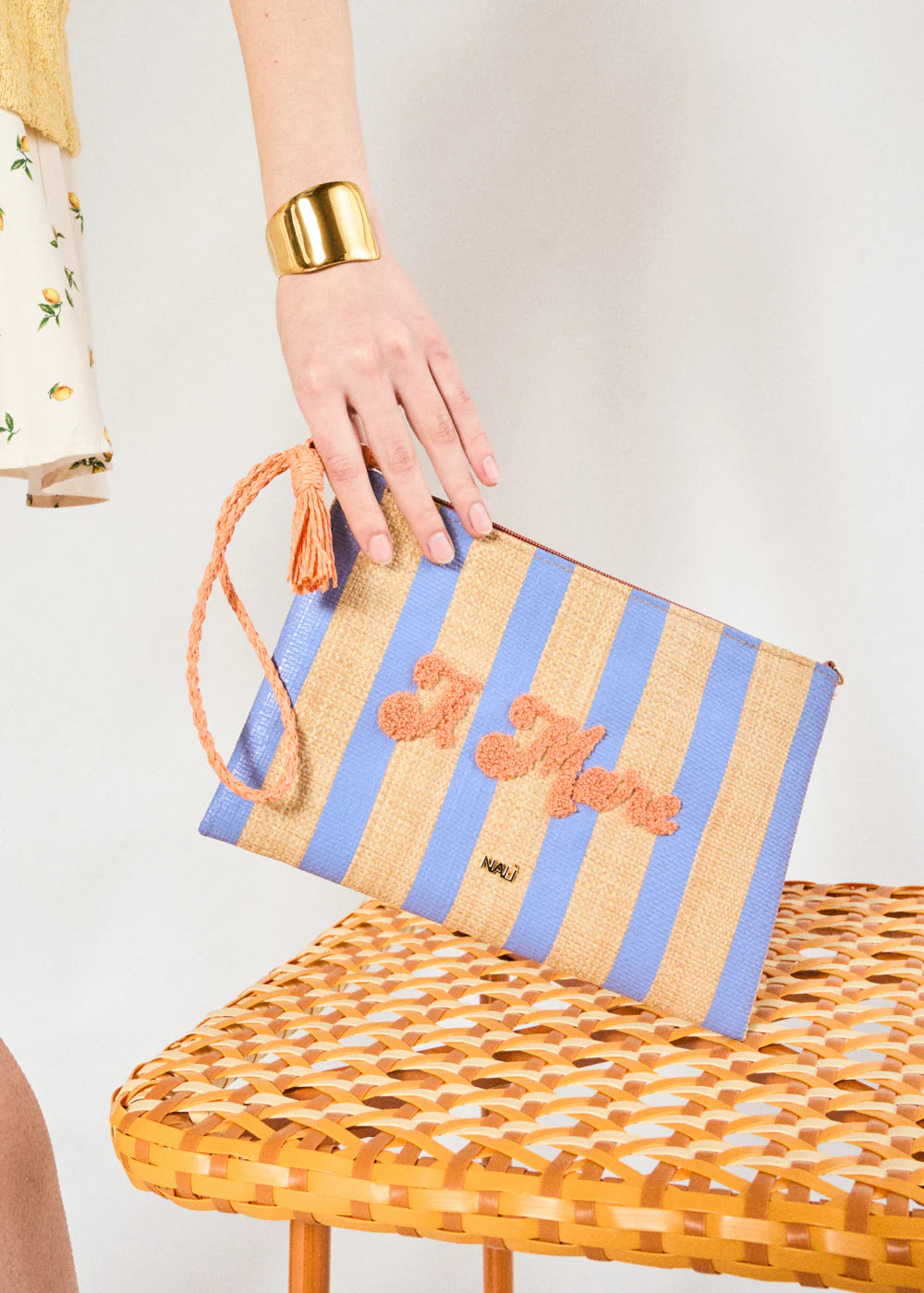 NALÍ - POCHETTE CAPRI IN RAFIA RIGHE