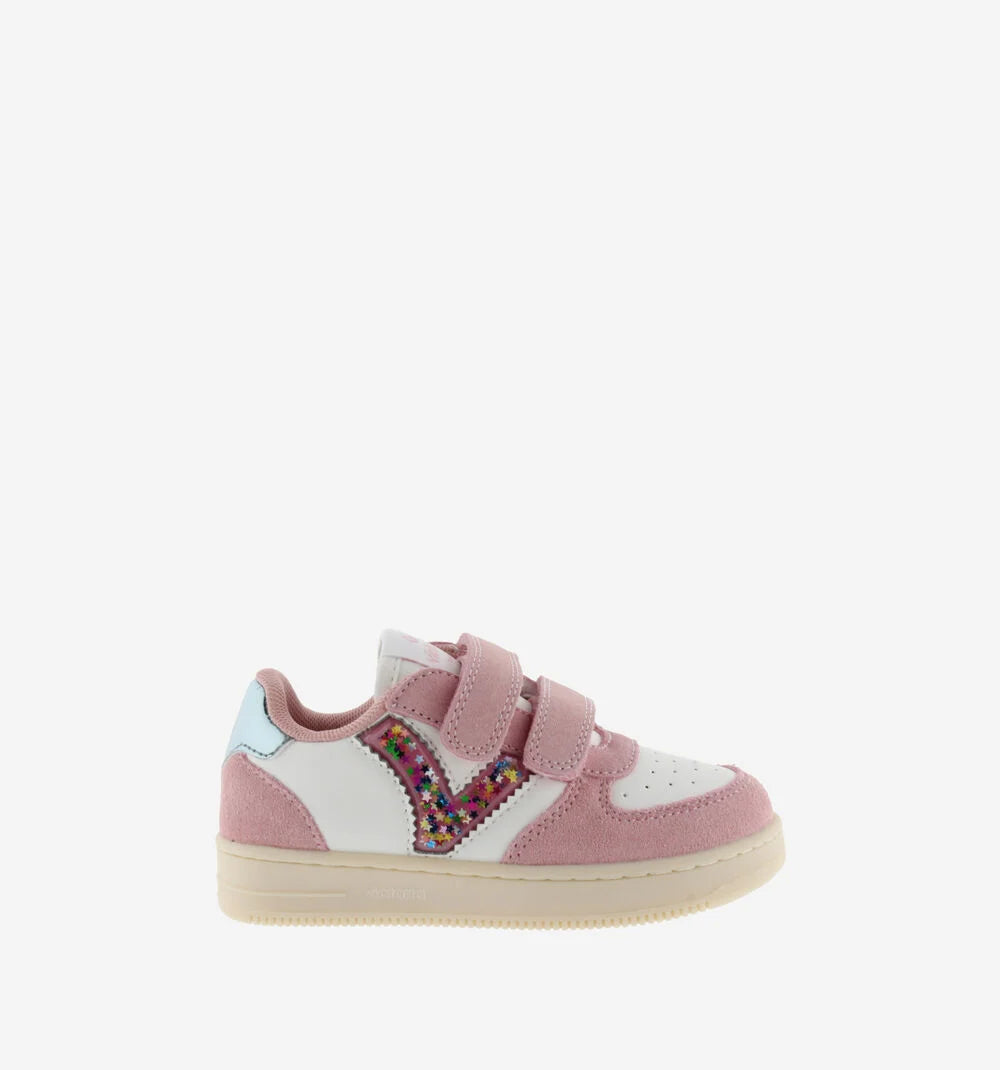 Victoria- Tiempo strisce effetto pelle/camoscio e stelle