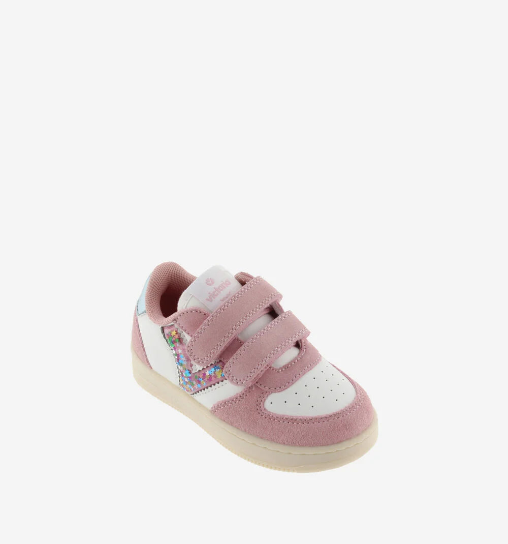 Victoria- Tiempo strisce effetto pelle/camoscio e stelle