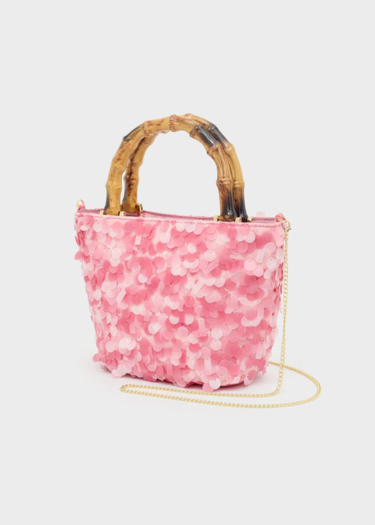 Nali -  borsa nizza manico bamboo paillettes