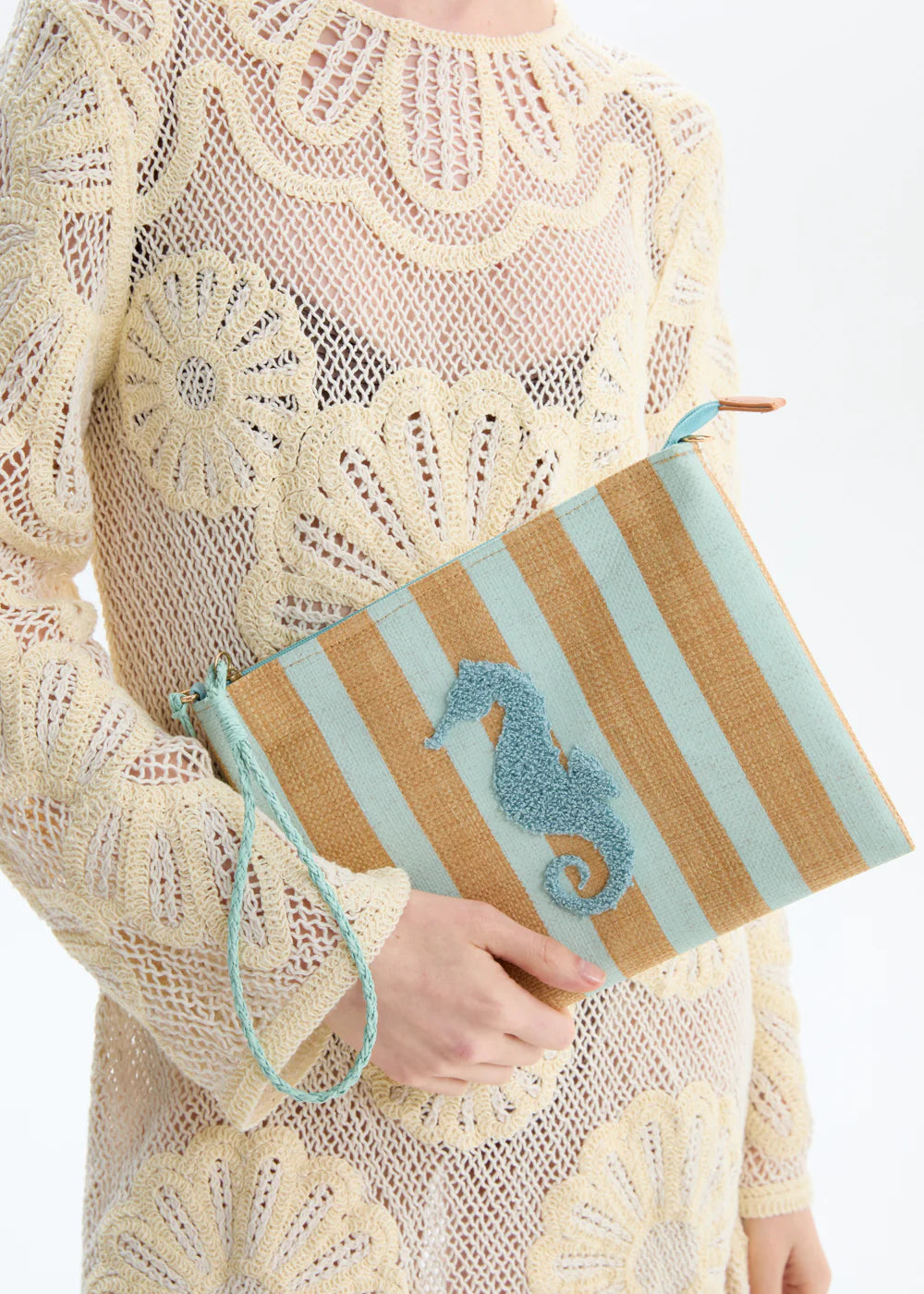 Nali -  Pouch stripes in paglia a mano