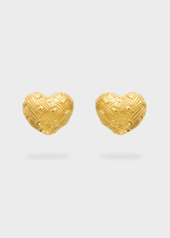 Nali - Orecchini cuore lavorato oro