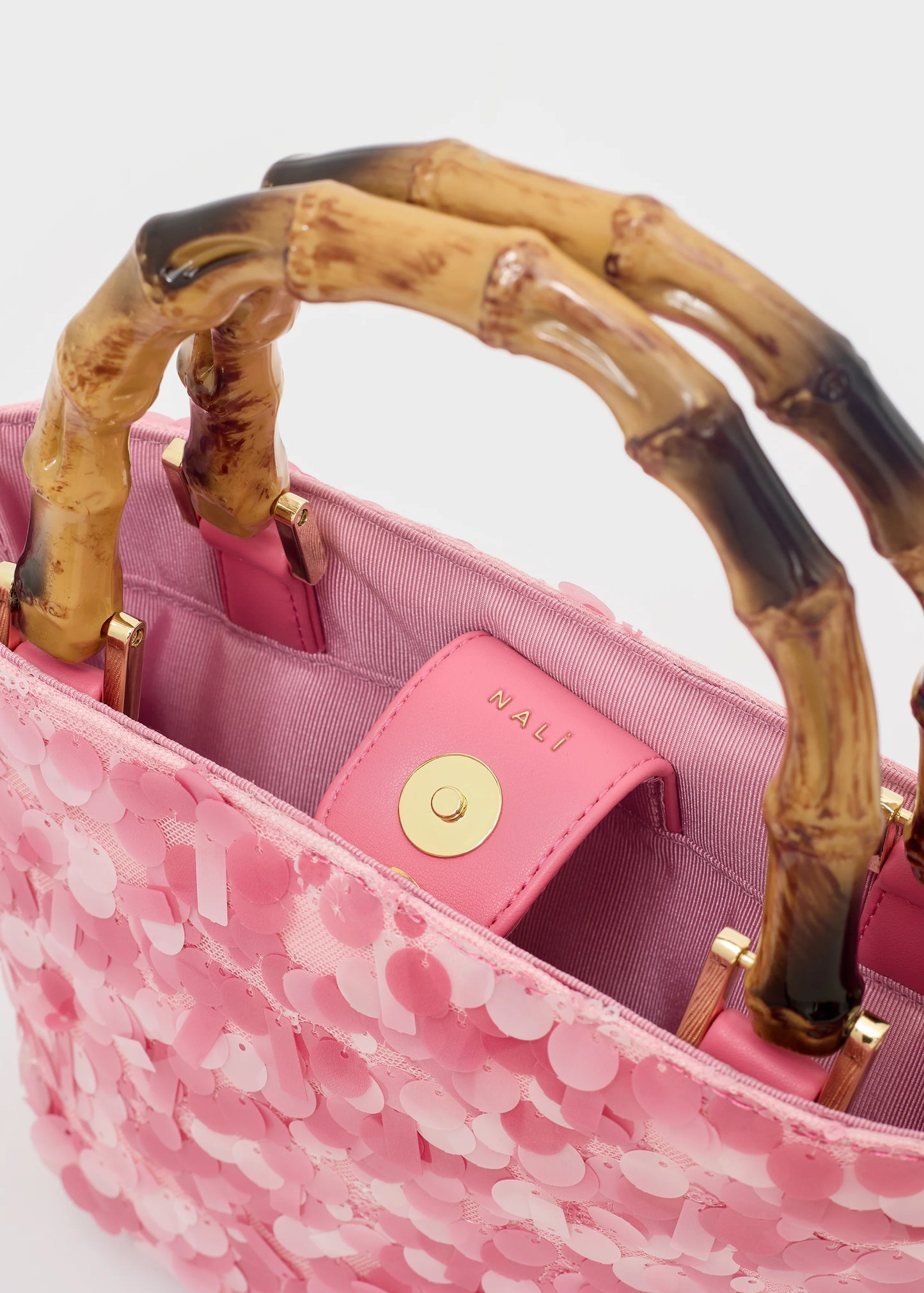 Nali -  borsa nizza manico bamboo paillettes