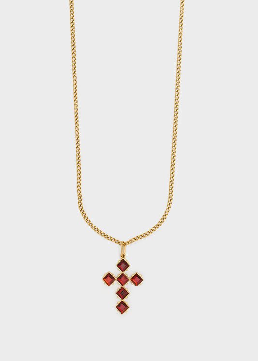Nali collana croce con pietre rombi