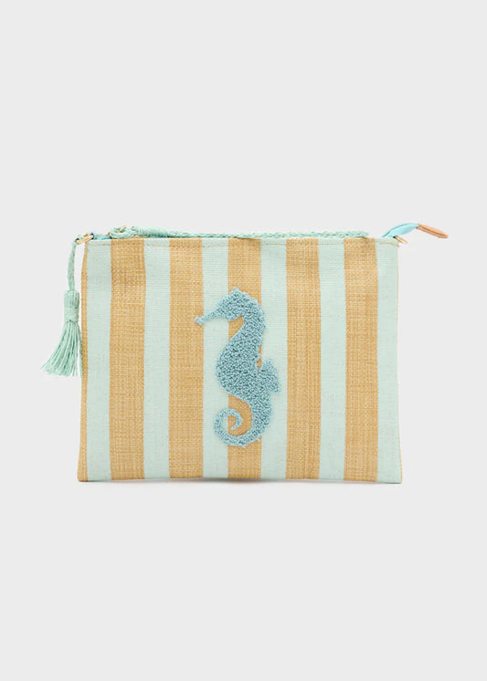 Nali -  Pouch stripes in paglia a mano