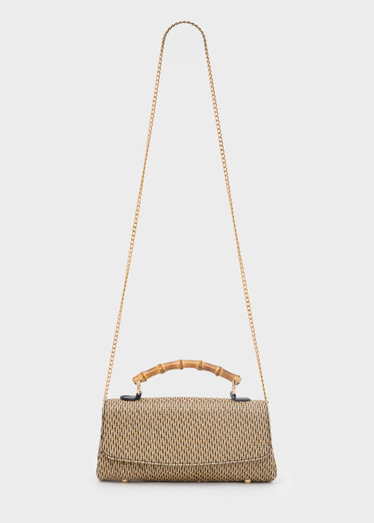 Nali - borsa palma in paglia manico bamboo