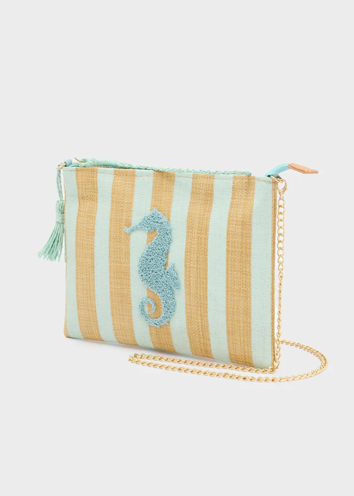 Nali -  Pouch stripes in paglia a mano