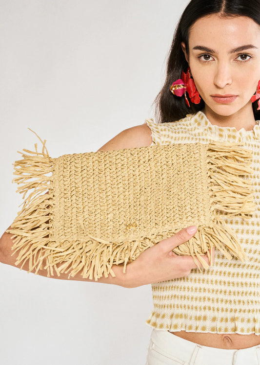 NALÍ - CLUTCH FRANGE IN RAFIA