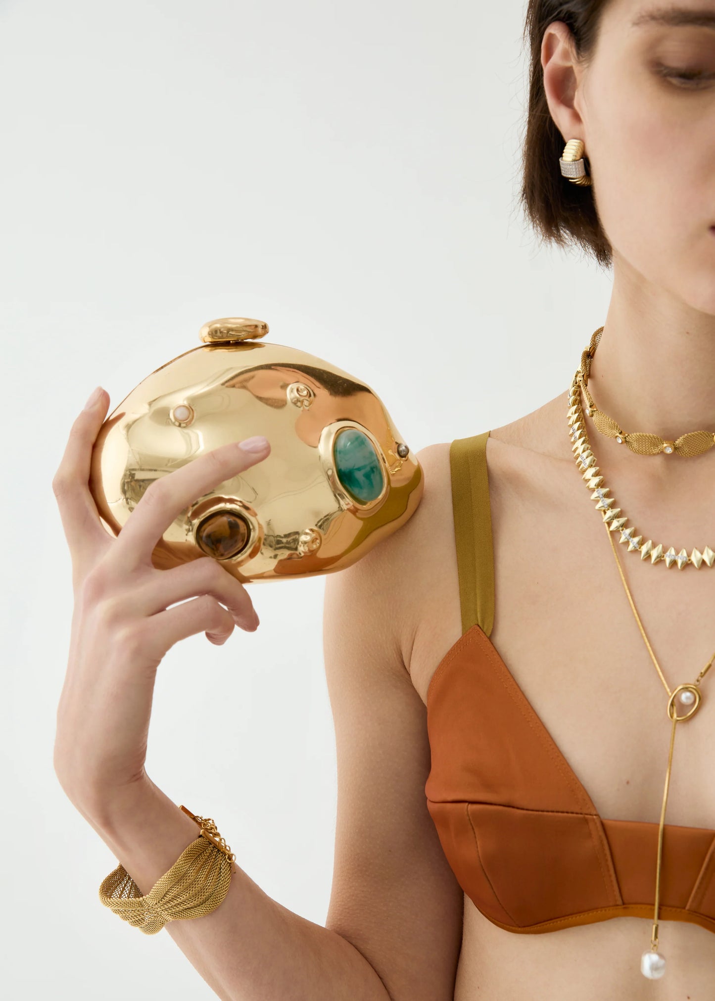 Nali - clutch rigida con pietre oro