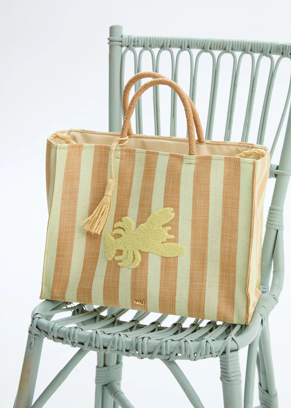 Nali -  Borsa stripes in paglia a spalla