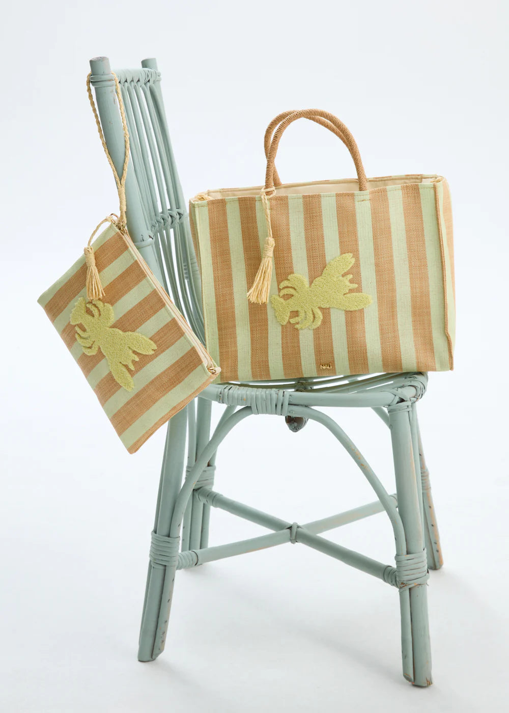 Nali -  Borsa stripes in paglia a spalla