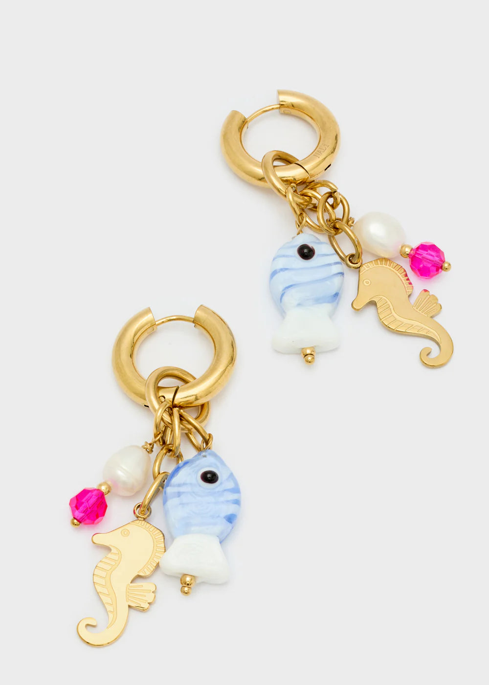 NALÍ - ORECCHINI CERCHIO SEAHORSE PLA. ORO 14KT