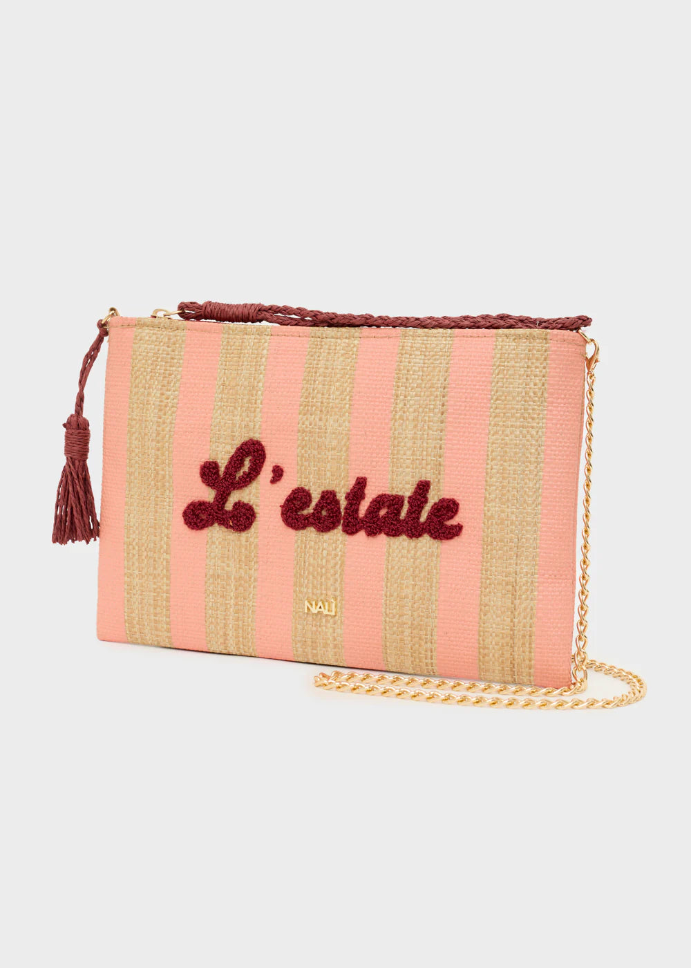 NALÍ - POCHETTE CAPRI IN RAFIA RIGHE