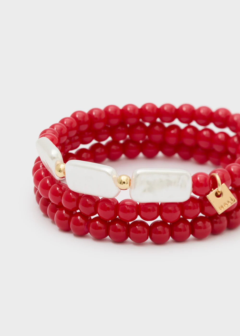 NALÍ - SET BRACCIALI PERLE ROSSE E BIANCHE