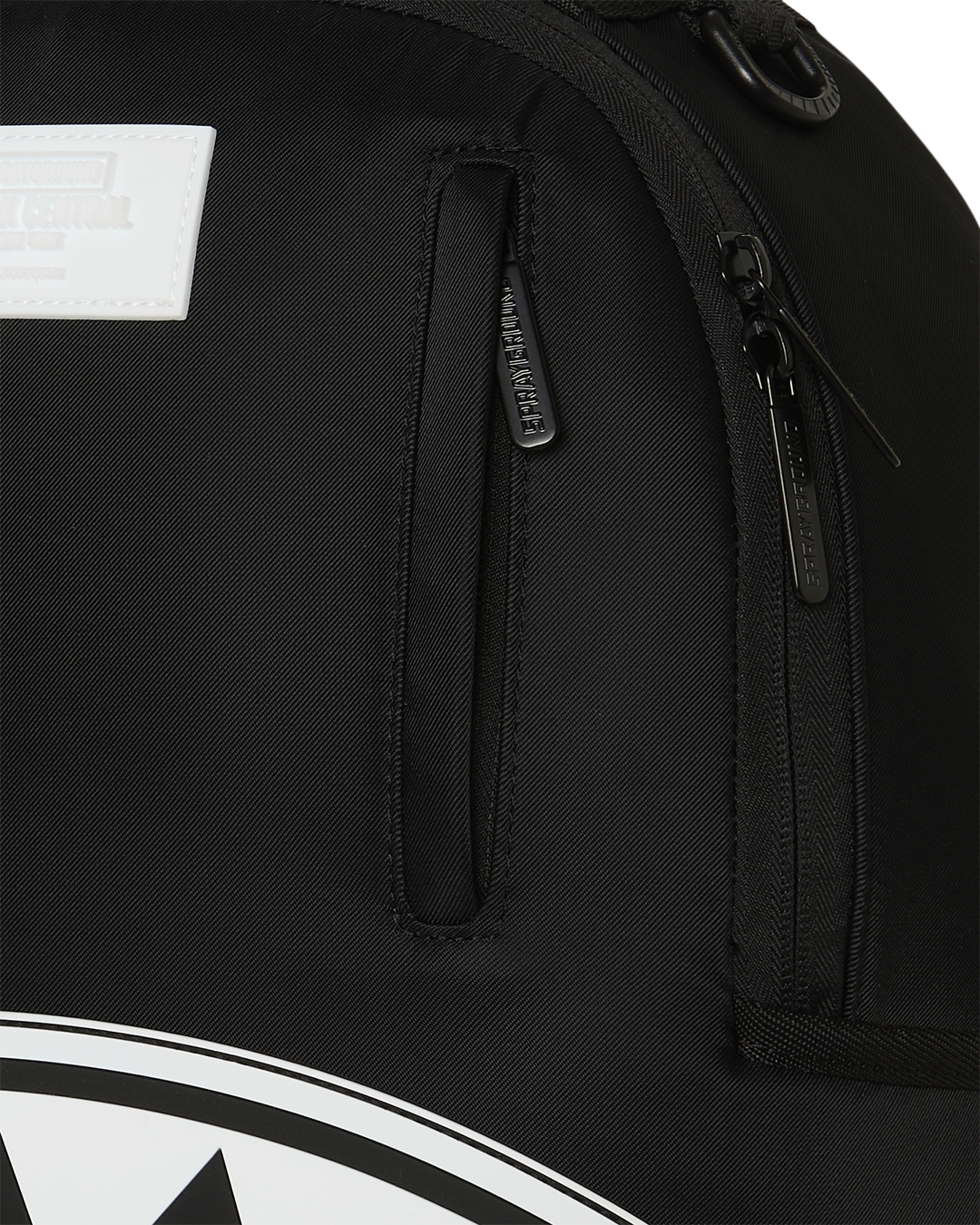 Sprayground - Shark Central White Stencil Shark Black Nylon Backpack