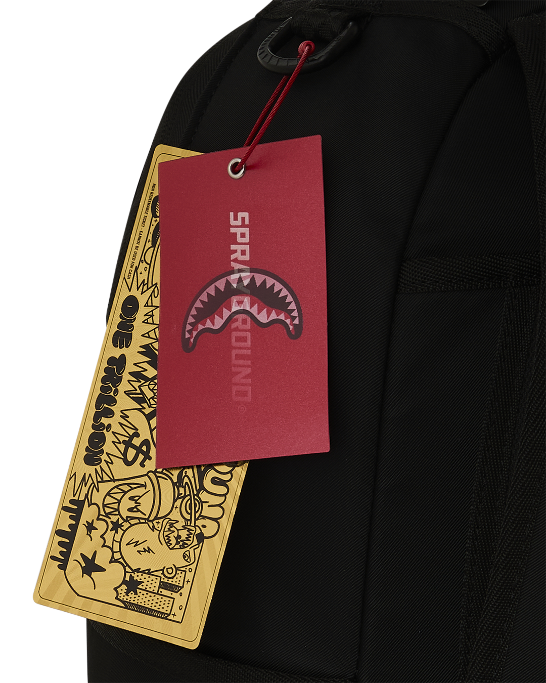 Sprayground - Shark Central White Stencil Shark Black Nylon Backpack