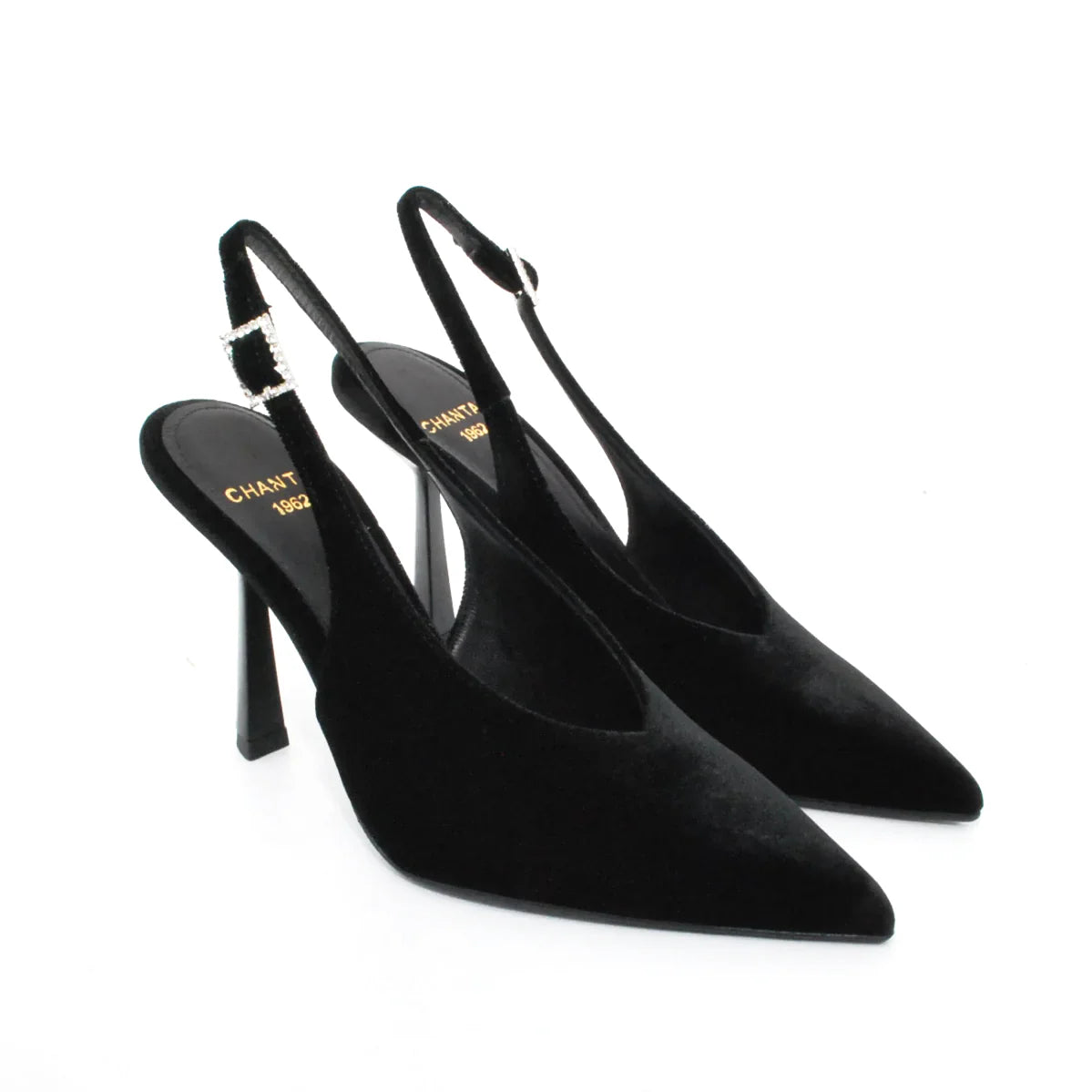 Chantal - Slingback velluto nero
