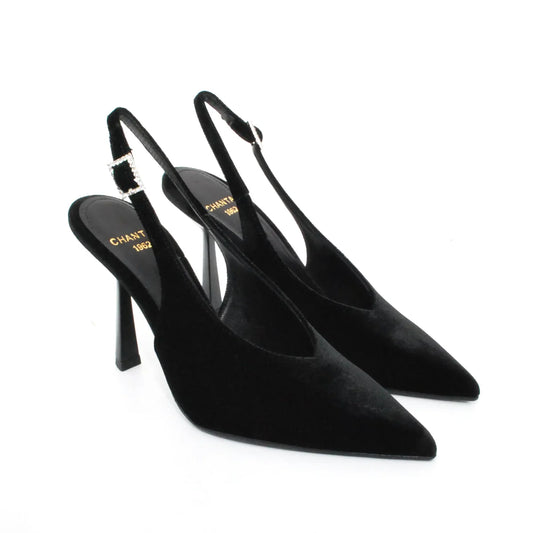 Chantal - Slingback velluto nero