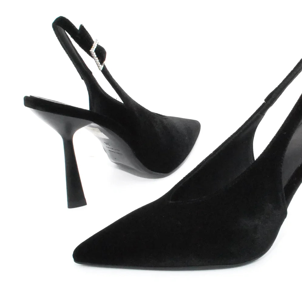 Chantal - Slingback velluto nero