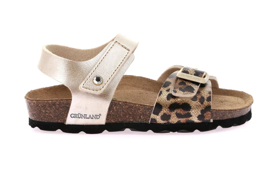 Grünland - Sandalo multimateriale con stampa animalier | LUCE