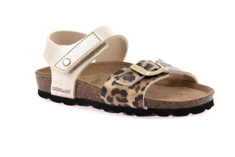 Grünland - Sandalo multimateriale con stampa animalier | LUCE