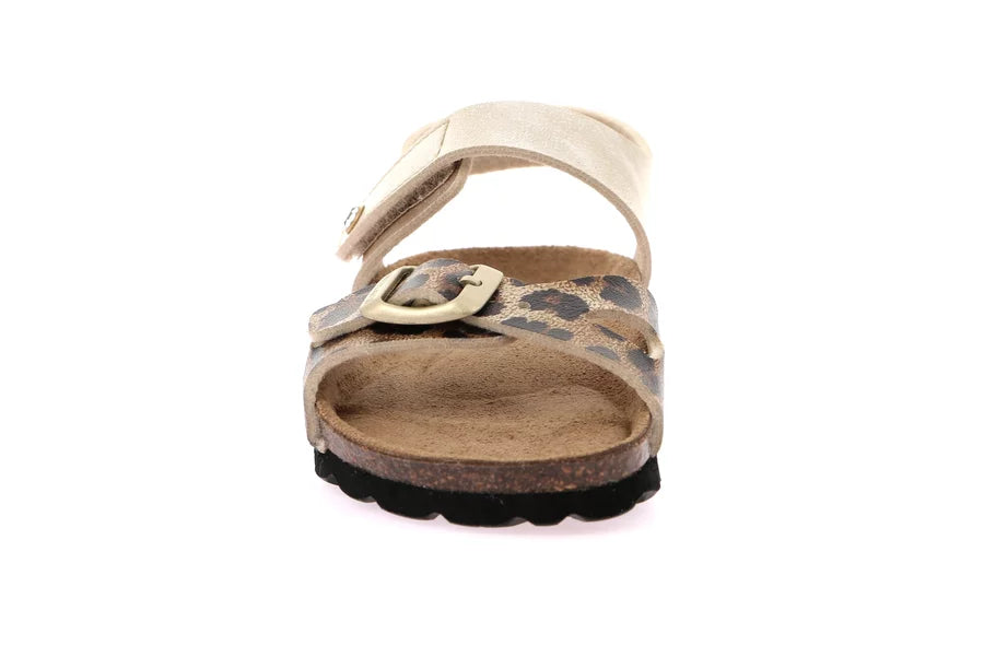 Grünland - Sandalo multimateriale con stampa animalier | LUCE